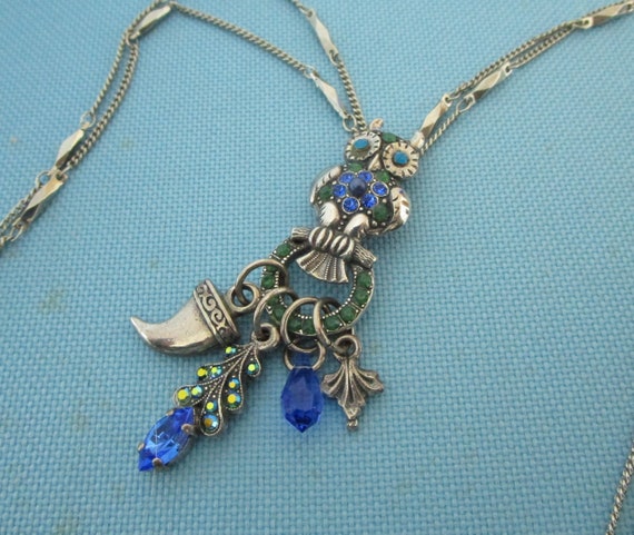 Vintage Mariana Silver Tone and Blue Crystal Owl … - image 7