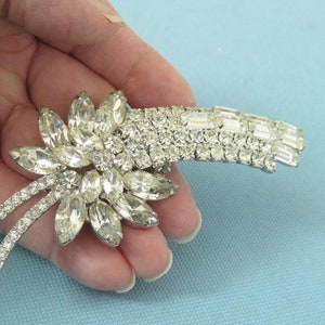 Spectacular Large Diamante Floral Spray Brooch image 1