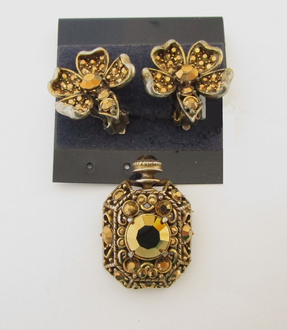 Weiss Aurum Gold Tone Bottle Pendant/Brooch and F… - image 4