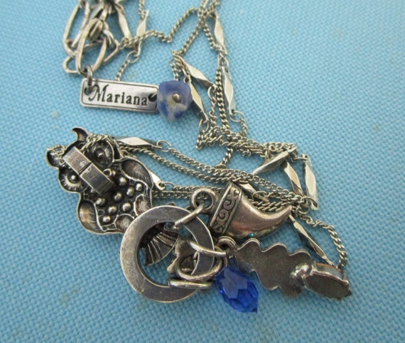 Vintage Mariana Silver Tone and Blue Crystal Owl … - image 10