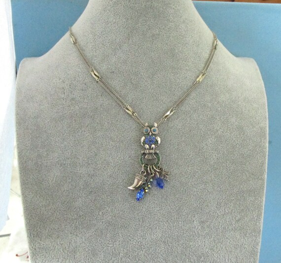 Vintage Mariana Silver Tone and Blue Crystal Owl … - image 6