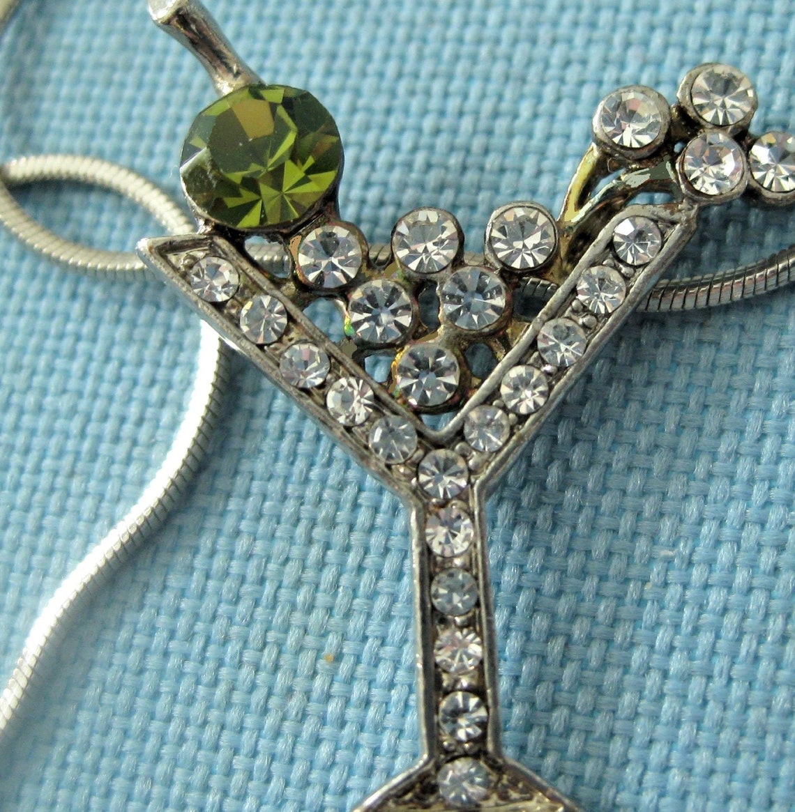 Rhinestone Martini Necklace and Dangle Martini Earrings Etsy