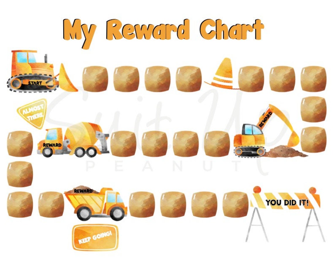 Construction Printable Kids Reward Chart Printable Digger Sticker Chart ...