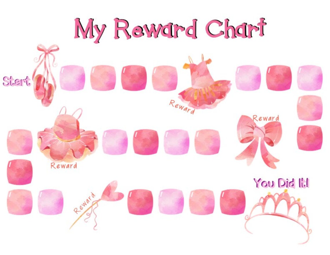 Ballerina Printable Kids Reward Chart Printable Girls Sticker Chart for ...