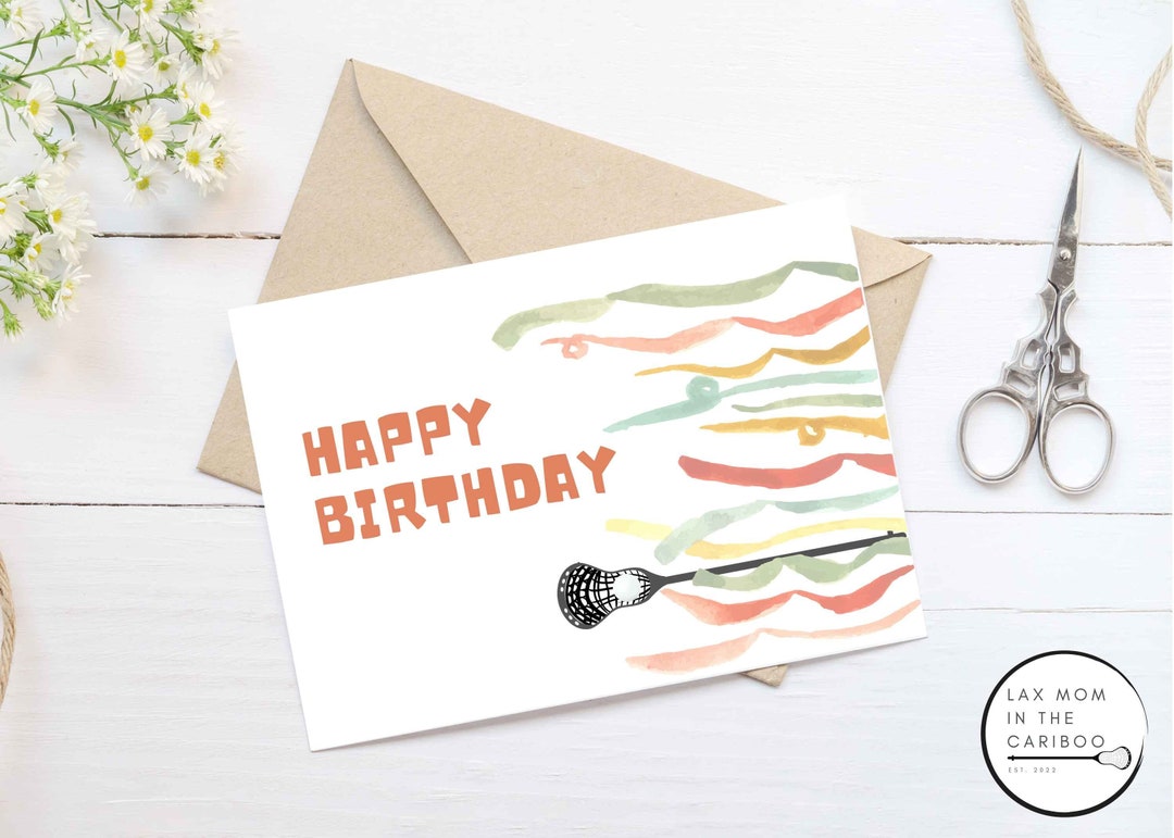 Lacrosse Birthday Card Printable blank Inside 016 Orange Etsy