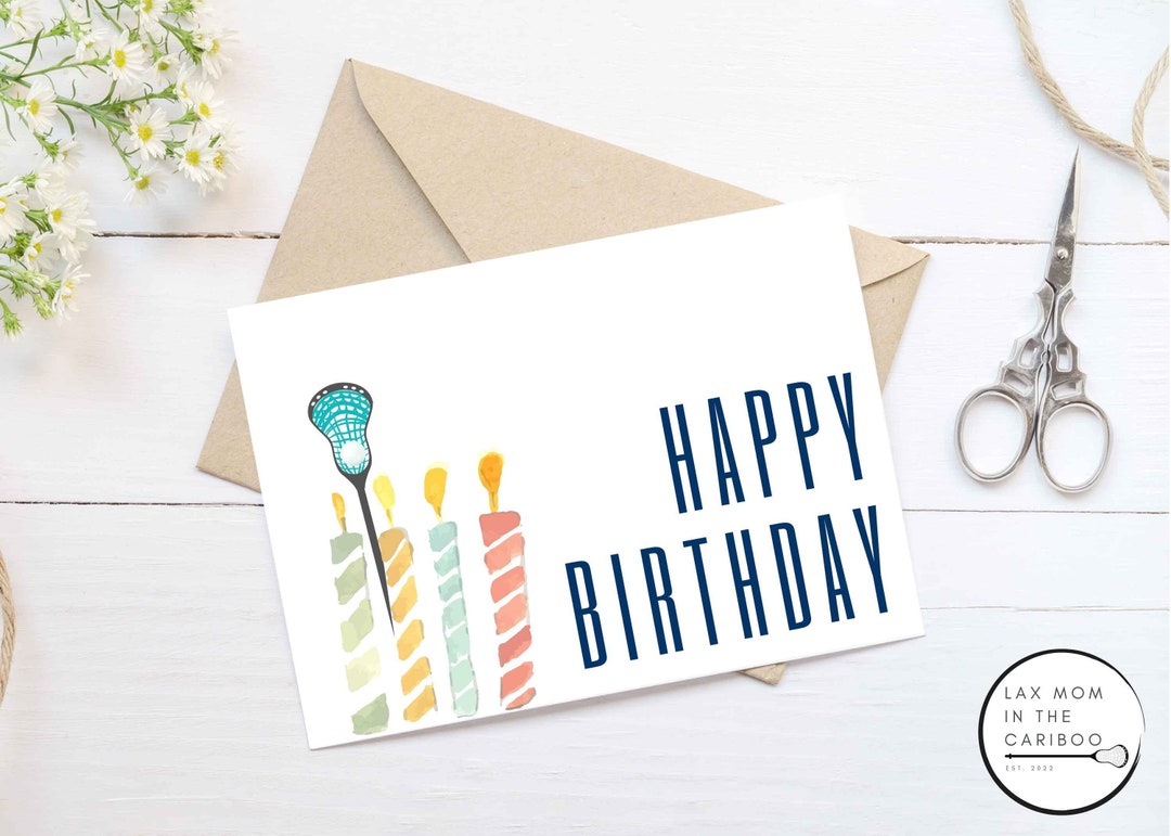 Lacrosse Birthday Card Printable blank Inside 017 Candles Etsy