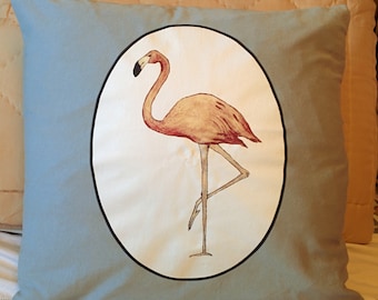 Cuscino Flamingo da Original Watercolour and Ink Sketch 16"