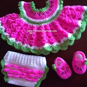 Crochet Infant Watermelon Dress Set: Baby Outfit with Shoes