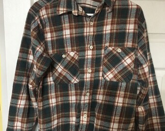 Vintage Big Yank 1950s 60s 70s  Flannel 100% Cotton Long Sleeve Shirt 16-16 1/2