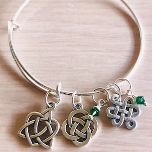 Outlander Jewelry Scottish Scotland Celtic Knot Cross Gaelic Crystal Irish Ireland Jamie Fraser Silver Bangle Charm Bracelet