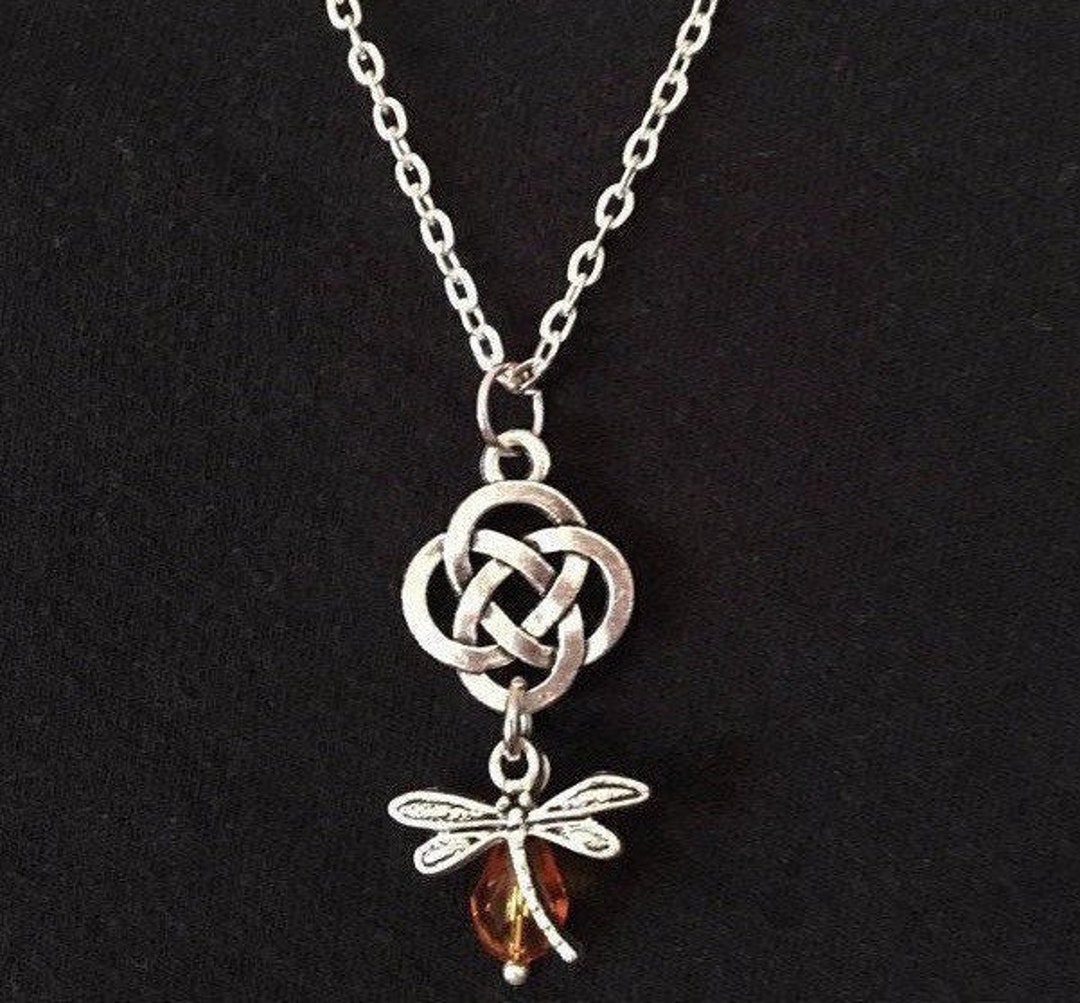 Outlander Jewelry Celtic Knot Cross Crystal Pendant Dragonfly - Etsy