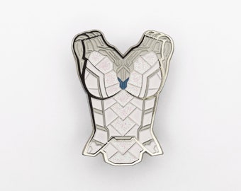 White Vision Corset Enamel Pin - Glitter + Glow in the dark!