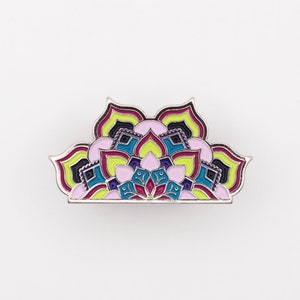 Half Mandala Enamel Pin | Floral Goth Punk Lapel Pin Trio Set