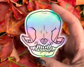 Holo Chihuahua Skull Sticker
