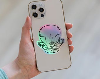 Holo Chihuahua Skull Sticker
