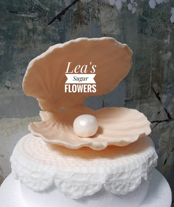 Large 5 Clamshell Cake Topper Under The Sea Or Beach Etsy