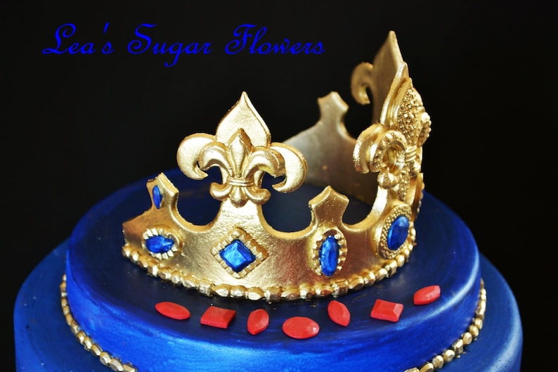 Prince set Fleur De Lis Crown with Colored Jewels for Royal Prince Party Cake