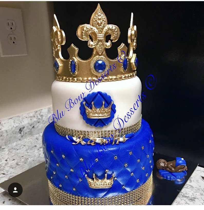 Prince set Fleur De Lis Crown with Colored Jewels for Royal Prince Party Cake
