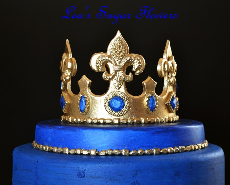 Prince set Fleur De Lis Crown with Colored Jewels for Royal Prince Party Cake