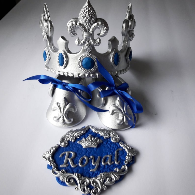 Prince set Fleur De Lis Crown with Colored Jewels for Royal Prince Party Cake