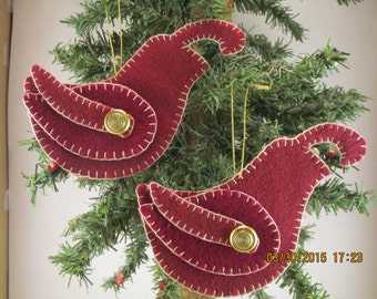 Ruby Red Birds Christmas Ornaments