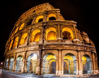 Colosseum at Night, Rome Italy, Italian Wall Art, Vertical Photo, Rome Photography, Colosseo