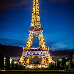 Paris Eiffel Tower at Night, Paris Decor, French Wall Art, Fine Art Photography, Canvas Gallery Wrap, Large Canvas Art