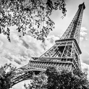 Black White Eiffel Tower, Paris Home Decor, Large Wall Art, Black & White decor, Large Canvas Art