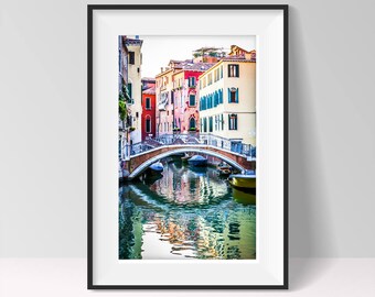 Venice Canal Bridge Photo Print, Italy Wall Art