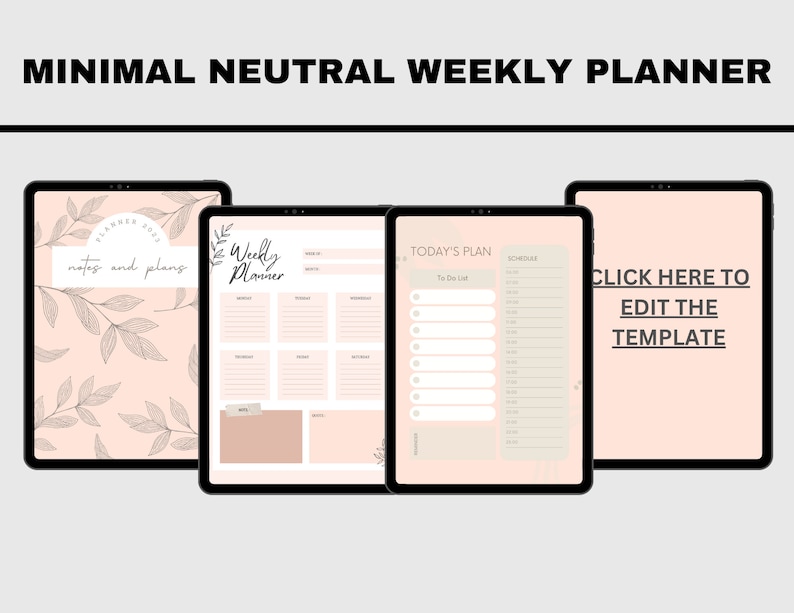 Pink Minimal Neutral Printable Reminder Weekly Planner image 1