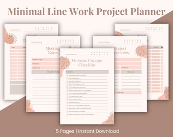 Minimal Line Work Project Planner, Printable Day Planner, Daily Planner, Printable Day Tracker, Personal Day Planner, Undated Planner 2023