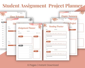 Student Assignment  Project Planner, Printable Day Planner, Daily Planner 2022, Printable Day Tracker, Personal Day Planner, Undated Planner