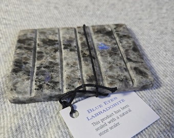 hand shaped Canadian labrador Labradorite blues eyes crystal stone soap dish holder