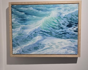 Original oil painting depicting ocean waves Cape Spear Newfoundland