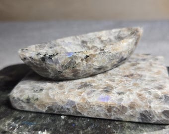 blue eyes Labradorite stone Newfoundland and Labrador fishing dory sculpture