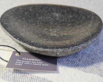 Hand carved gabbro stone bowl pinch bowl soap holder Newfoundland