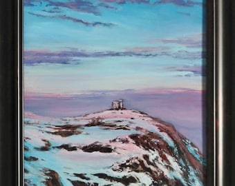 Signal Hill Cabot Tower at Sunset original oil painting