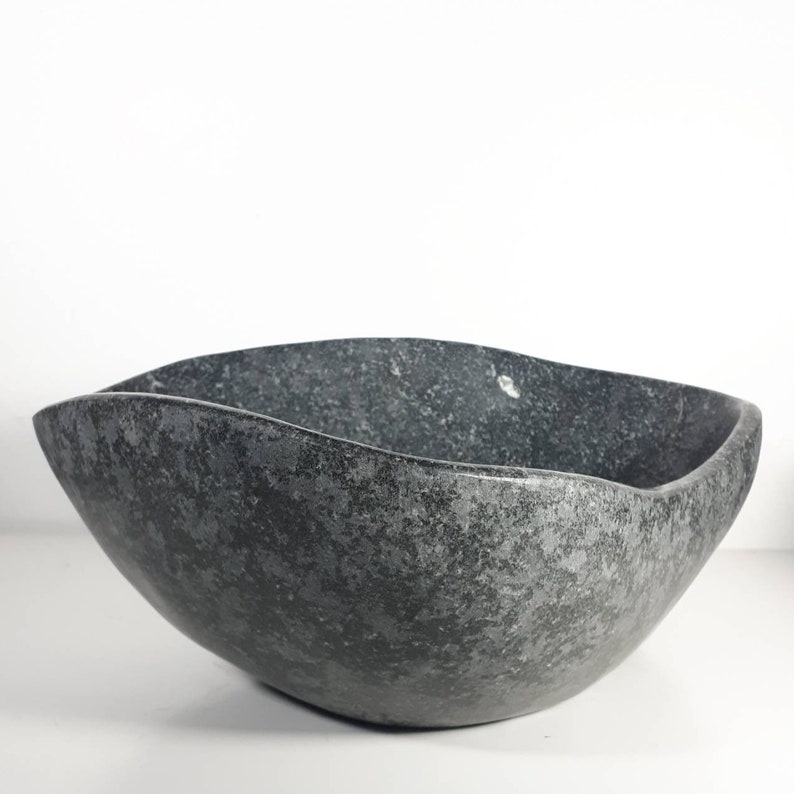 Hand carved stone bowl granite gabbro stone centerpiece Etsy