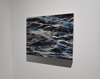 Original oil painting depicting ocean  Cape Spear Newfoundland Crimson Reflections