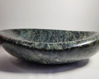 Hand shaped Speckled Labradorite vessel stone bowl soap holder dish