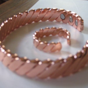 Copper Magnetic Bracelet and Ring set Chunky Men Women Unisex NEW