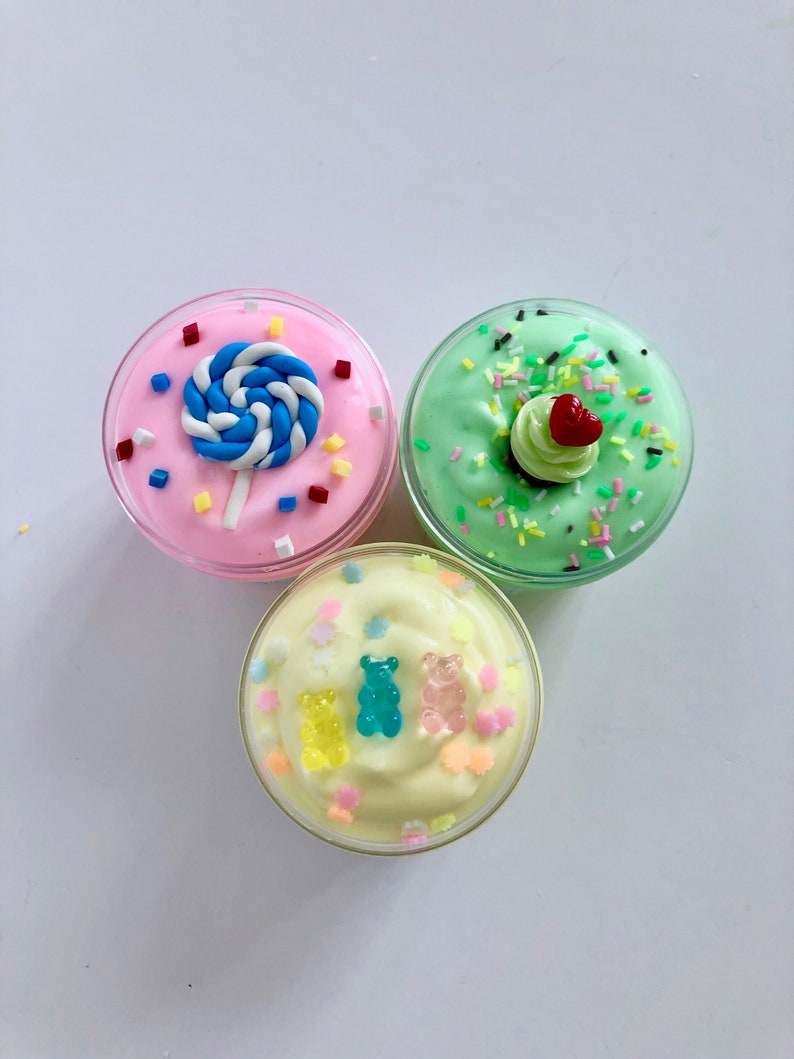 Sweets Butter Slime Set with Sweet Treat Package Bottles of Your Choice 51 Fragrance 2oz x 3