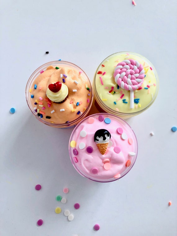 Sweets Butter Slime Set with Sweet Treat Package Bottles of Your Choice 51 Fragrance 2oz x 3