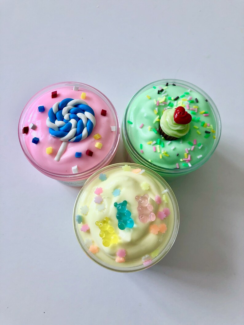 Sweets Butter Slime Set with Sweet Treat Package Bottles of Your Choice 51 Fragrance 2oz x 3