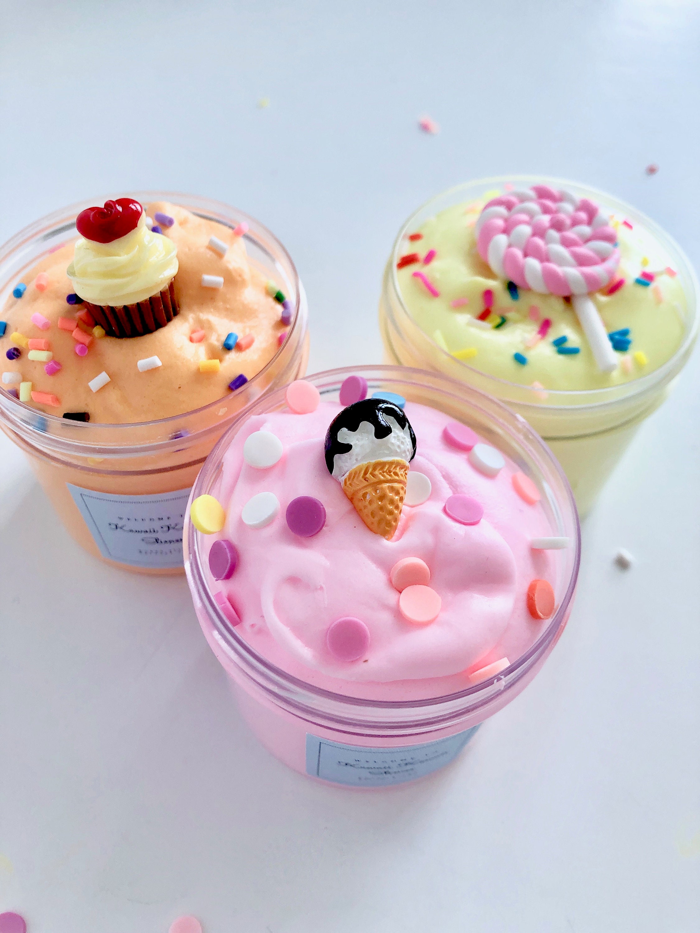 Sweets Butter Slime Set with Sweet Treat Package Bottles of Your Choice 51 Fragrance 2oz x 3