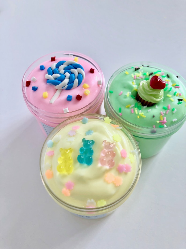 Sweets Butter Slime Set with Sweet Treat Package Bottles of Your Choice 51 Fragrance 2oz x 3