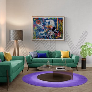Mickey Mouse Banksy Style Oil Painting Pop Art, Mickey Mouse Pop Art Graffiti Paint Wall Art, Mickey Mouse Art %100 Handmade Oil Painting