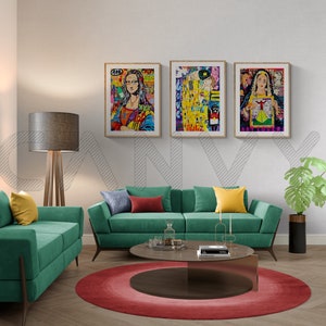 Wall Art Set Of 3 Graffiti Poster,Street Pop Art,Framed Print,Printed Art,Altered Art, Graffiti Print, True Love.
