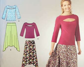 Simplicity 1642 Separates 2013 Skirt with High-low Hem and Top with Cut-out 10/12/14/16/18 - New/Uncut/Factory Folded