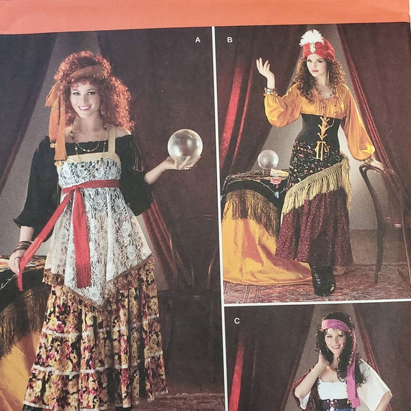 Pattern Simplicity 2331 Fortune Teller Peasant Blouses/Corset/Skirt/Turban/Scarves Andrea Schewe - USA 6/8/10/12 - New/Uncut/Factory Folded